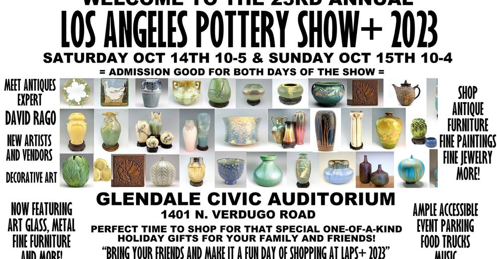 The La Pottery Show This coming weekend October 14th and 15th at the Glendale Civic Auditorium