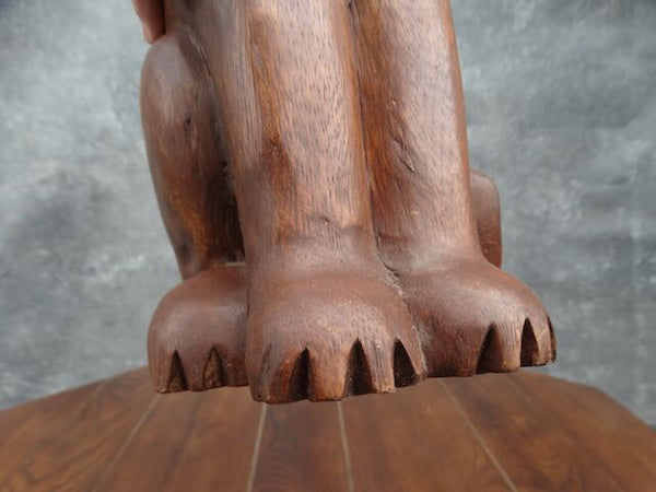 Hand Carved Wooden Cat Statuette c 1930 A2960