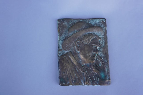 Charles Marion Russell - Self Portrait - Low Relief Bronze Plaque A3006