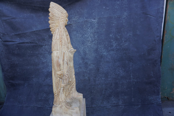 Monumental Hand-Carved Indian Chief Figure  A3016