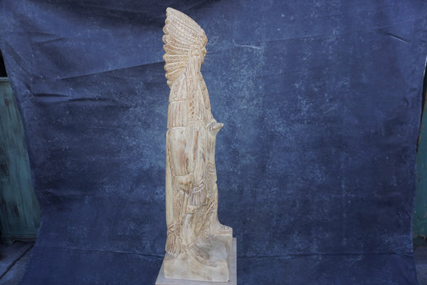 Monumental Hand-Carved Indian Chief Figure  A3016