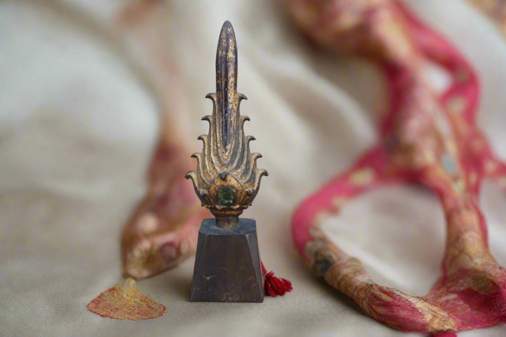 Gilt Bronze Buddhist Temple Figure: Enlightened Flame Finial - Siraspata Sculpture  A3070