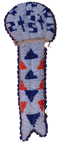 Native American Beadwork Watch Fob Case c 1910 labelled White Chief A3330