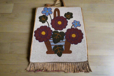 Native American Flower Tote  c 1920 A3342
