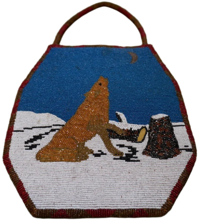 Native American Winter Coyote & Spring Rabbit Bag 1930s-40s A3343