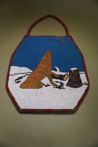 Native American Winter Coyote & Spring Rabbit Bag 1930s-40s A3343