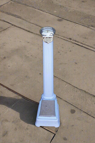 Periwinkle Blue Vintage Coin-operated Standing Scale in Deco Style A3350