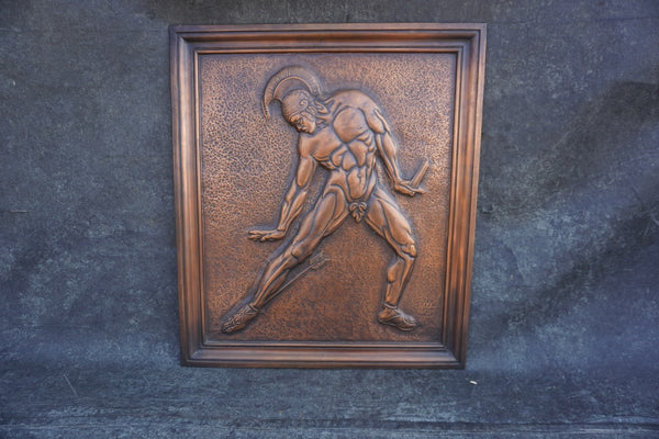 Albert Marschner Gilles -Achilles Wounded by Paris' Arrow- Solid Copper Neo-Classical Relief Panel - A3391