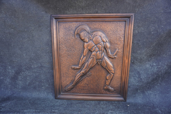 Albert Marschner Gilles -Achilles Wounded by Paris' Arrow- Solid Copper Neo-Classical Relief Panel - A3391