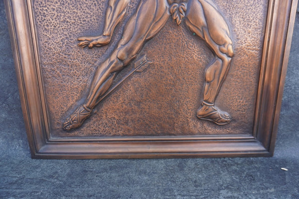 Albert Marschner Gilles -Achilles Wounded by Paris' Arrow- Solid Copper Neo-Classical Relief Panel - A3391