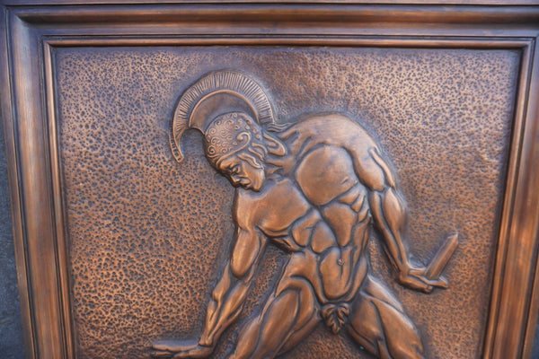 Albert Marschner Gilles -Achilles Wounded by Paris' Arrow- Solid Copper Neo-Classical Relief Panel - A3391