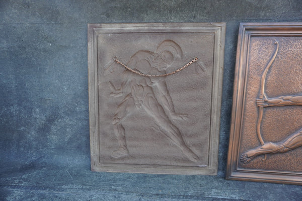 Albert Marschner Gilles -Achilles Wounded by Paris' Arrow- Solid Copper Neo-Classical Relief Panel - A3391