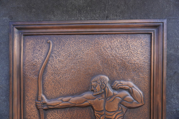 Albert Marschner Gilles - Paris Shooting His Arrow At Achilles - Solid Copper Neo-Classical Relief Panel - A3592