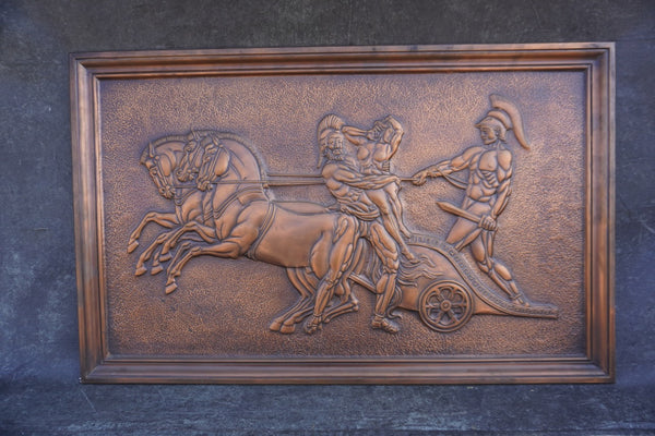 Albert Marschner Gilles - Paris Retrieving Hector's Body - Solid Copper Neo-Classical Relief Panel - A3393