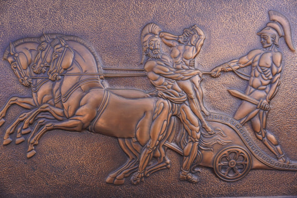 Albert Marschner Gilles - Paris Retrieving Hector's Body - Solid Copper Neo-Classical Relief Panel - A3393