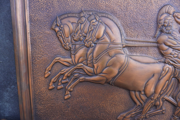 Albert Marschner Gilles - Paris Retrieving Hector's Body - Solid Copper Neo-Classical Relief Panel - A3393
