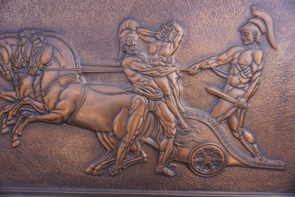 Albert Marschner Gilles - Paris Retrieving Hector's Body - Solid Copper Neo-Classical Relief Panel - A3393