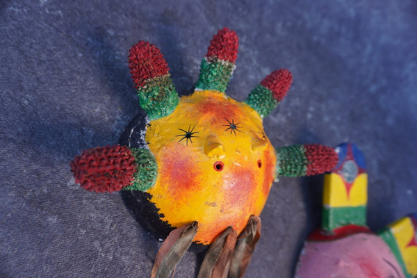 Mexican Folk Art Coconut Mask, pair of two A3399