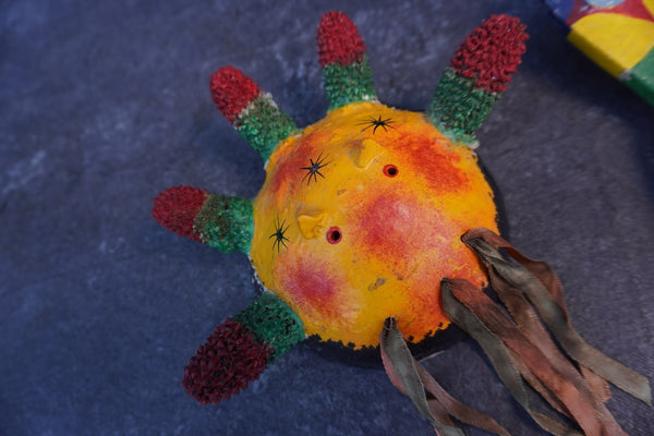 Mexican Folk Art Coconut Mask, pair of two A3399