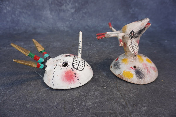 Mexican Folk Art Coconut Mask, pair of two A3400