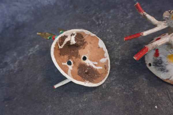 Mexican Folk Art Coconut Mask, pair of two A3400