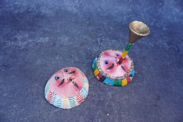 Mexican Folk Art Coconut Mask, pair of two A3401