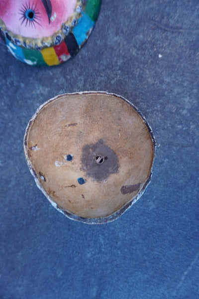 Mexican Folk Art Coconut Mask, pair of two A3401