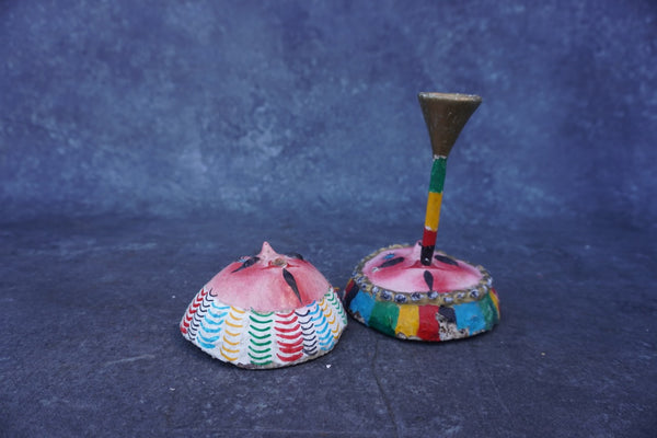 Mexican Folk Art Coconut Mask, pair of two A3401