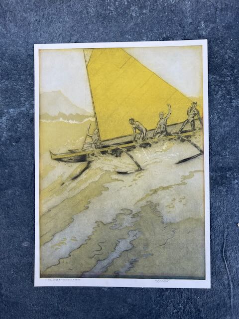 John Melville Kelly (1879-1962) - Big Surf at Waikiki 1940 - Print AP1759