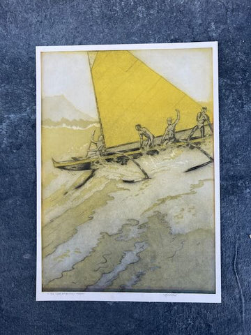 John Melville Kelly (1879-1962) - Big Surf at Waikiki 1940 - Print AP1759