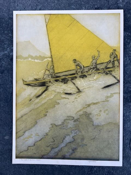 John Melville Kelly (1879-1962) - Big Surf at Waikiki 1940 - Print AP1759