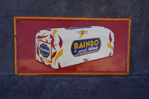 Rainbo is Good Bread Tin Litho Sign 1950s AP1794