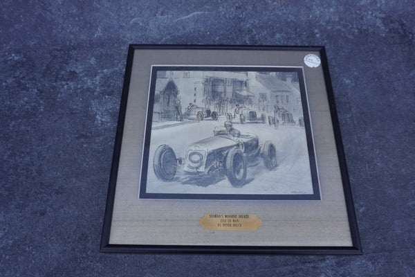 Peter Helck (1893 - 1988) - Seaman's Winning Delage, Isle of Man - Original Pencil Illustration AP1818