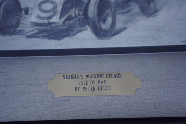 Peter Helck (1893 - 1988) - Seaman's Winning Delage, Isle of Man - Original Pencil Illustration AP1818