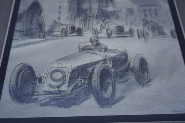 Peter Helck (1893 - 1988) - Seaman's Winning Delage, Isle of Man - Original Pencil Illustration AP1818