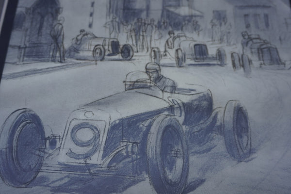 Peter Helck (1893 - 1988) - Seaman's Winning Delage, Isle of Man - Original Pencil Illustration AP1818