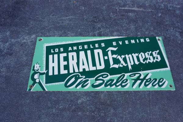 Los Angeles Evening Herald-Express Porcelain Enamel Newstand Topper AP1822