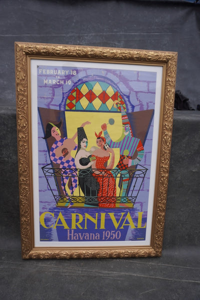 Bermudez -Original Carnival Havana 1950 Poster - Framed AP1833