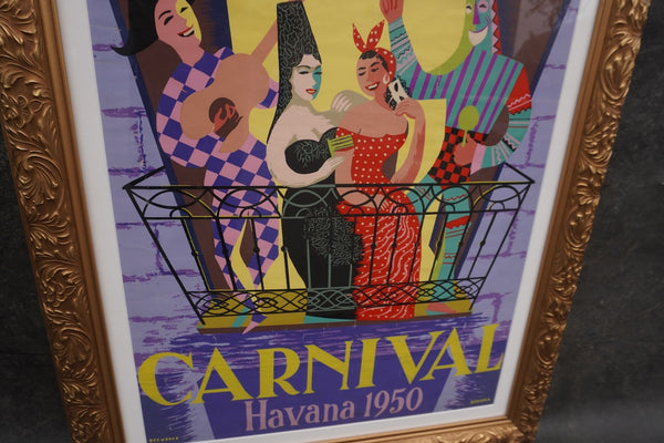 Bermudez -Original Carnival Havana 1950 Poster - Framed AP1833