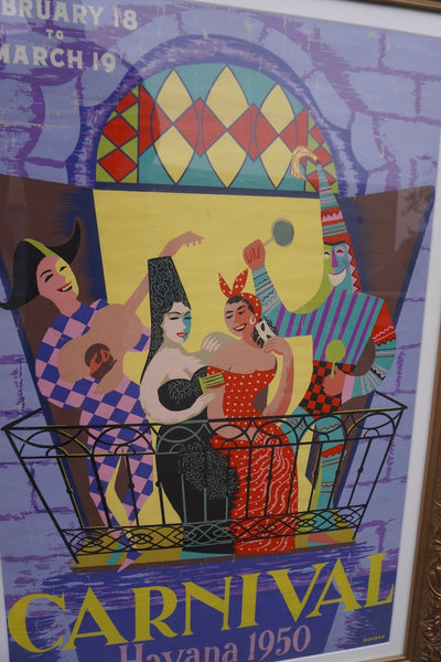Bermudez -Original Carnival Havana 1950 Poster - Framed AP1833