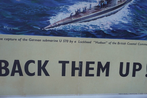 Back Them Up! Propaganda Poster c.WWII Original (#2) AP1893