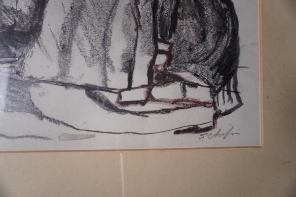 Arnold Schifrin - Pencil and Wash Study of Mexican Women Sitting Under a Tree AP1910