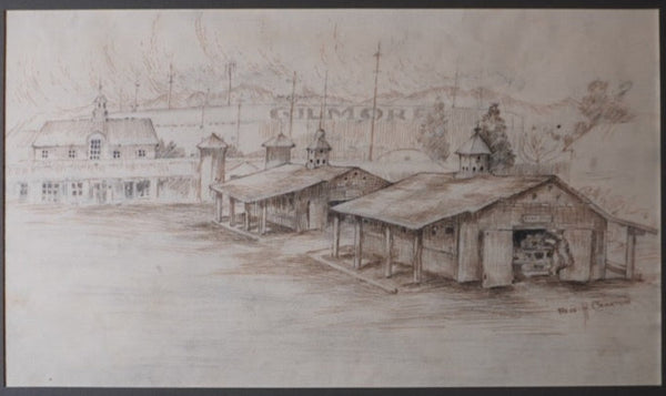 Bess Haddon Canright - Gilmore Racetrack 1910 - pen and ink AP1916