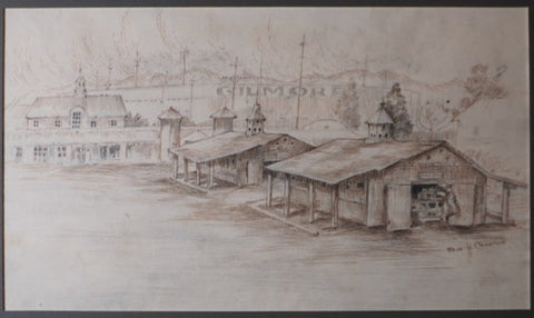 Bess Haddon Canright - Gilmore Racetrack 1910 - pen and ink AP1916