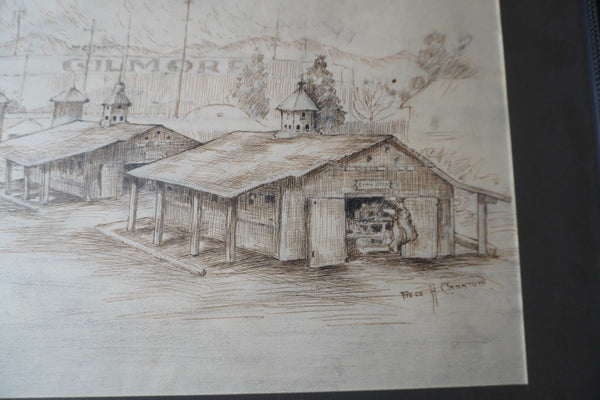 Bess Haddon Canright - Gilmore Racetrack 1910 - pen and ink AP1916