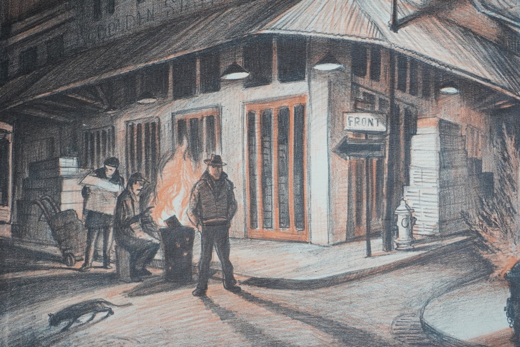 Don Freeman - Front Street in the Wee Hours - Color Lithograph 1930s-40s ARTISTS PROOF AP1941