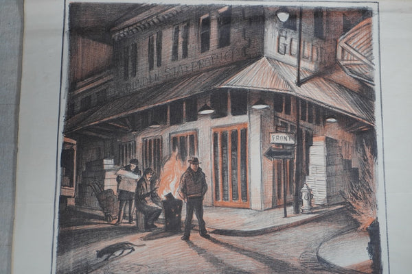 Don Freeman - Front Street in the Wee Hours - Color Lithograph 1930s-40s ARTISTS PROOF AP1941