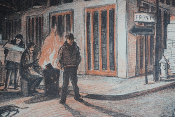 Don Freeman - Front Street in the Wee Hours - Color Lithograph 1930s-40s ARTISTS PROOF AP1941