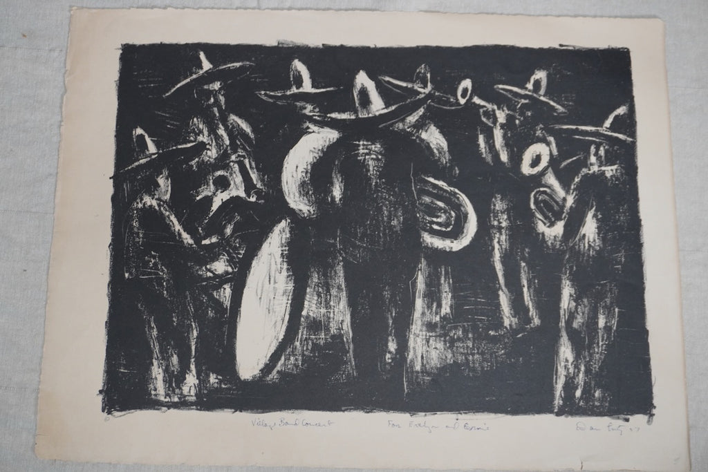 Dan Lutz, Village Band Concert, Lithograph c.1957 AP1942