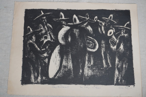 Dan Lutz, Village Band Concert, Lithograph c.1957 AP1942